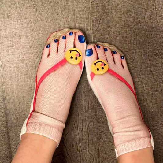 🔥Chaussettes tongs imprimées manucure pour femmes