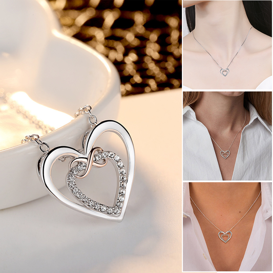 🎁💕 À offrir à votre bien-aimé(e)💕 Collier à double cœur à la mode