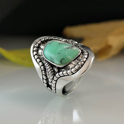 🔥 Bague en argent sterling à feuilles de turquoise